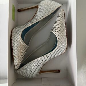 SCHUTZ White Studded Heels